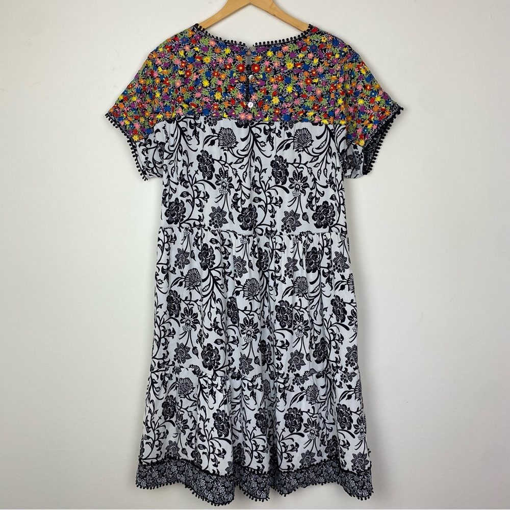 JOHN MARk 🌺 Floral Tiered Embroidered Dress Sz XL - Picture 8 of 14